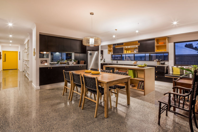 Bespoke Kitchen using plywood and polished concrete floors with underfloor heating